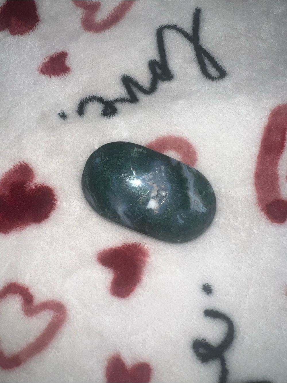 Polished Green Moss Agate Decorative Palm Stone
